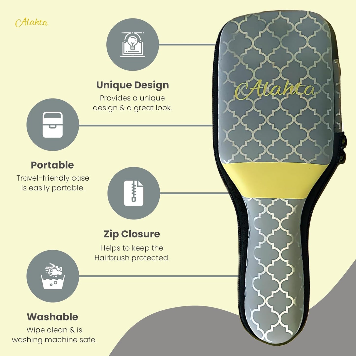 Alahta Hairbrush Case Yellow/Gray